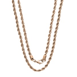 Savlano 2mm-5mm Stainless Steel Rose Gold Color Rope Twist Necklace Chain For Men & Women Comes in 16-30 inches With a Gift Box (22, 4mm)