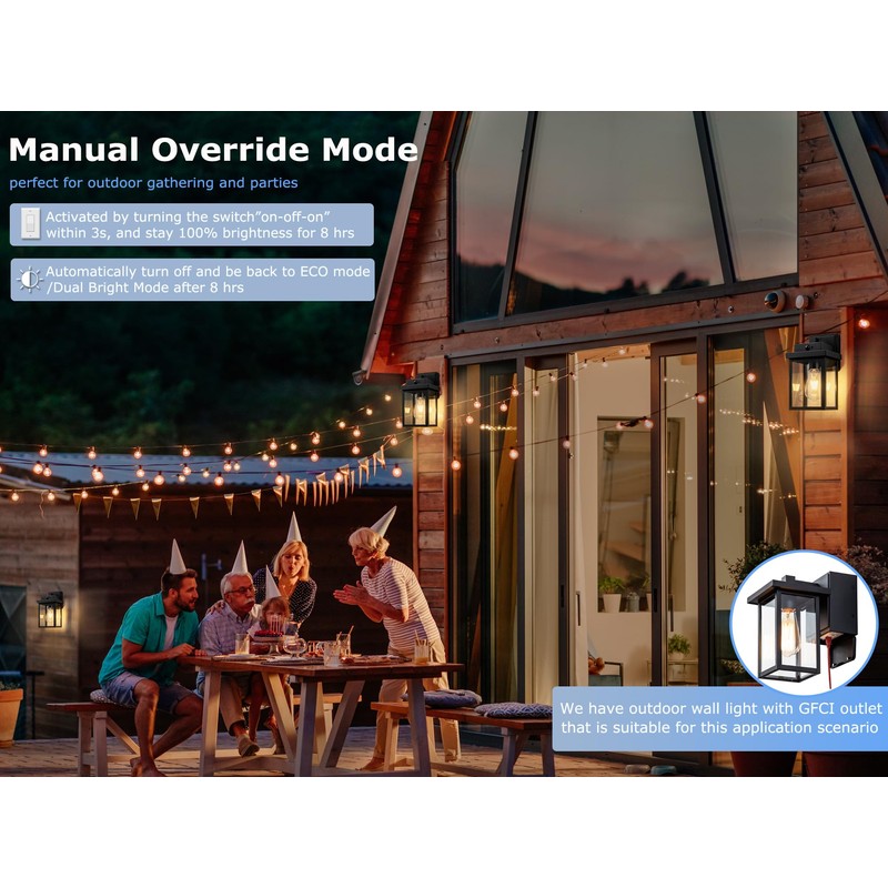 OUPAVOCS Motion Sensor Outdoor Wall Lights, Dusk to Dawn Front