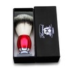 Round Shaving Brush Shiny Metal Base 100% Synthetic Silver Tips