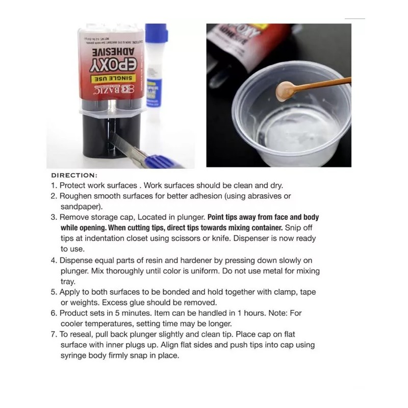 BAZIC 1 Tube Epoxy Adhesive Glue High Strength Quick Setting