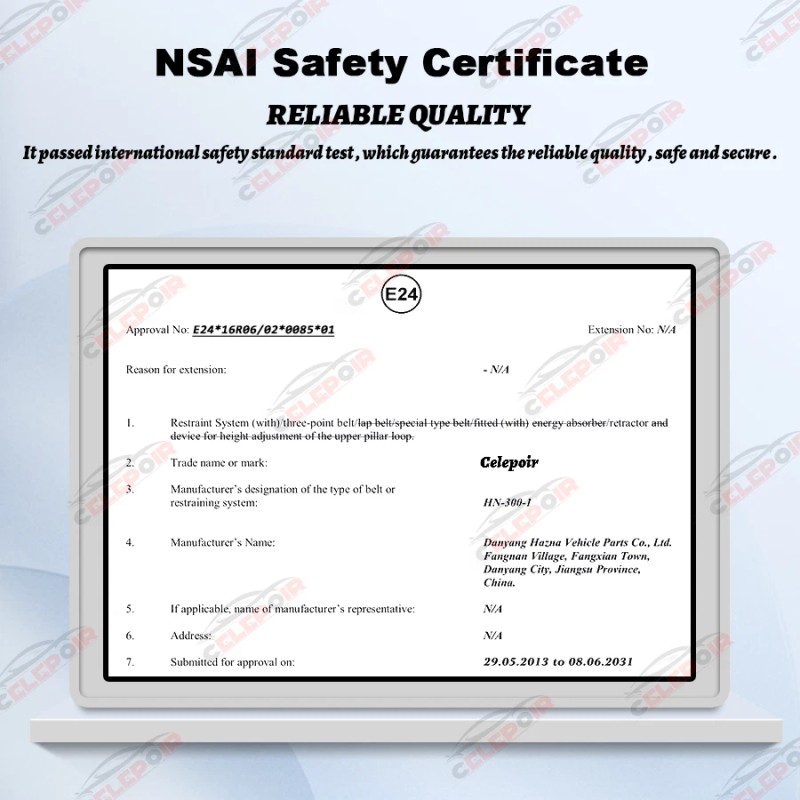 Celepoir 3 Point Adjustable Safety Seat Belt Strap Car Vehicle