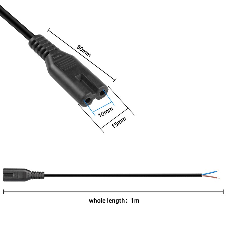 MEIRIYFA IEC320 C7 Power Cable Pigtail Cord,C7 Female Plug Bare