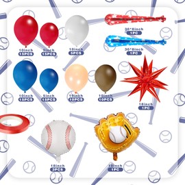 BANBALLON Baseball Blue Red Gold Baseball Party Decorations Baseball Balloons for Men Boy Baseball Birthday Party Sports Theme Party Baseball Theme Party Supplies