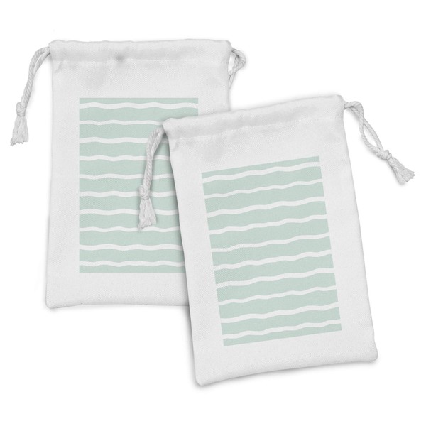 Ambesonne Mint Fabric Pouch Set of 2, Horizontal Wavy Lines