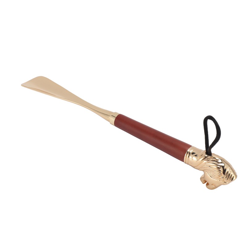 Lion Head Alloy Shoehorn Ergonomic Curves Metal Long Shoehorn with