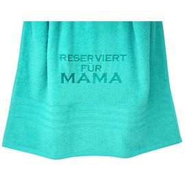 Lashuma London Bath Towel 70 x 140 cm, Turquoise, Embroidered Beach Towel with Reserved for Mum
