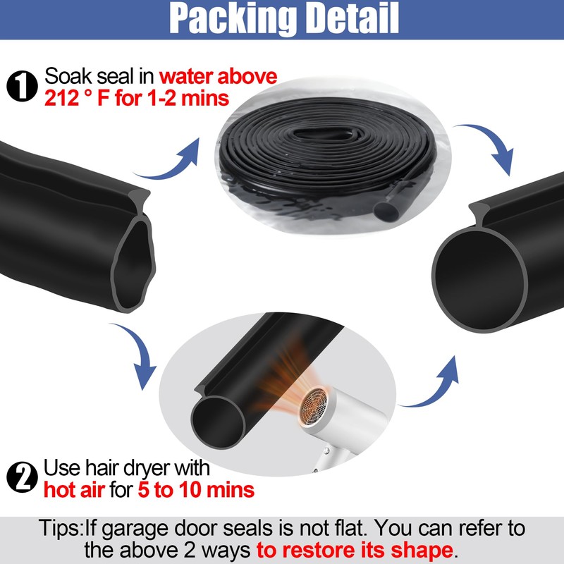20FT Garage Door Seals Bottom Rubber, 0.2" Triangle Weather Stripping