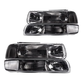 KAX Headlight Assembly for 1999-2002 Silverado 1500/2500/3500/1500 HD/2500 HD, 2000-2006 Tahoe Base/LS/LT/Limited/Suburban 1500/2500 Tahoe Suburban Headlight Assembly Set Pair