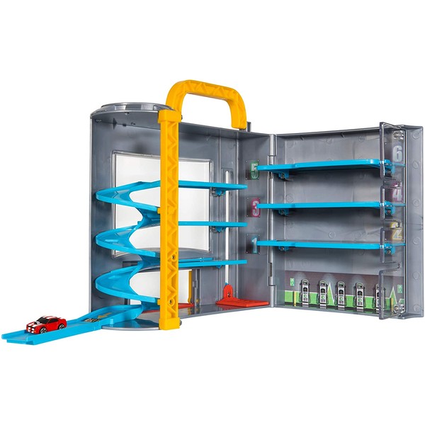 Micro Machines Park and Go Garage Playset - Play and Display Your Toy Car Collection, Incl. 1 Vehicle + Spiral Ramp to Race Into Action - Portable & Perfect for On-The-Go Adventures