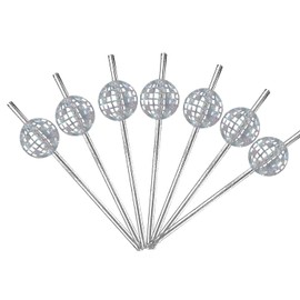 25PCS Paper Straws Baby Shower Straws Disposable Drinking Paper Straws for paper disco straws Birthday Party Supplies, Party Decorations for Dance Holiday Wedding Birthday Supplies(Disco Ball)