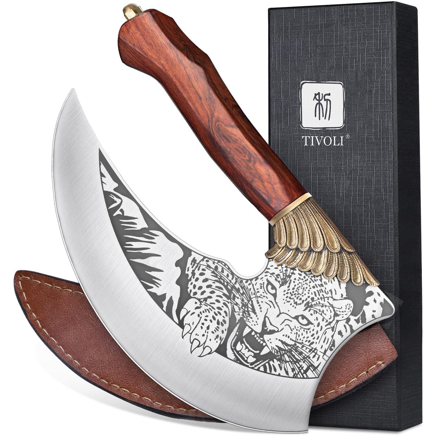 TIVOLI Ulu Knife 9-inch Pizza Cutter Axe, Viking Butcher Cleaver Knife ...