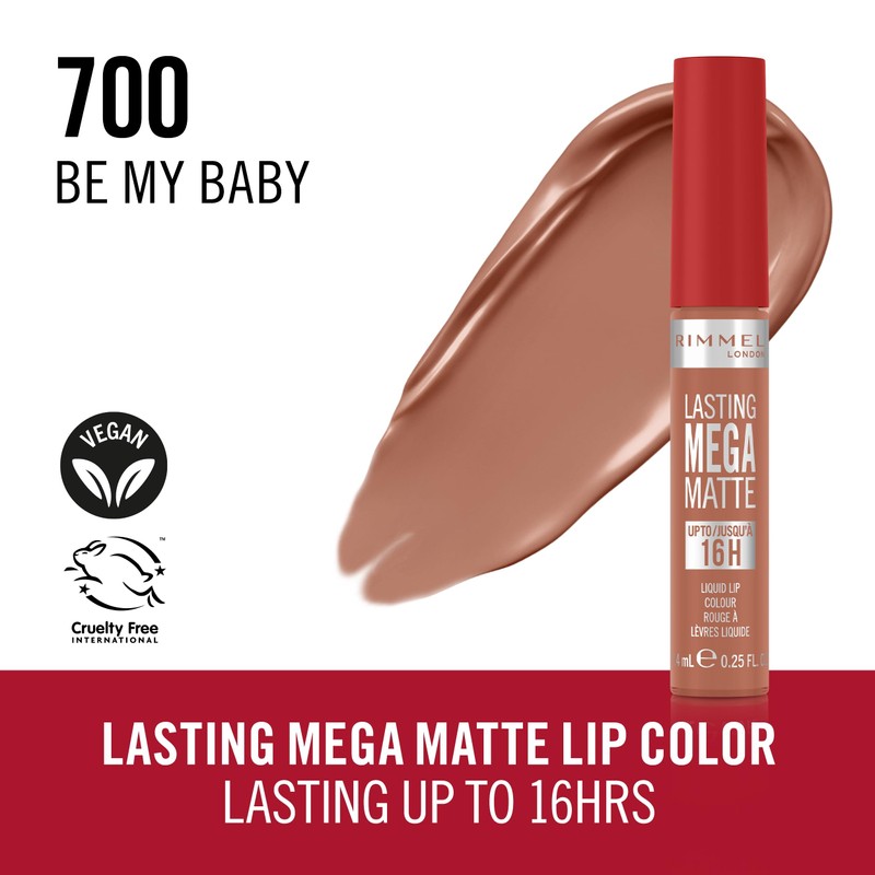 Rimmel London Lasting Mega Matte Liquid Lipstick, Long-Lasting, Hydrating, Vegan