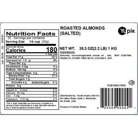 Yupik Nuts Salted Roasted Almonds, 2.2 Pound