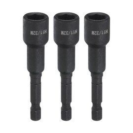 sourcing map 3Pcs Magnetic Nut Driver 11/32" x 1/4" Quick Change Hex Shank Magnetic SAE Nut Driver CRV Steel for Impact Drive Nuts Bolts Driver Bit Set for Drill