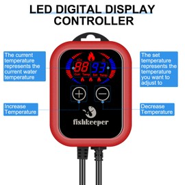 fishkeeper Aquarium Heater, 1000 W Adjustable Fish Tank Heater with Digital Display Controller, Submersible Water Heater with Over-Temperature Protection for Saltwater Freshwater 106-264 Gallon