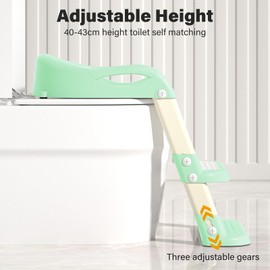 Potty Training Seat with Ladder Adjustable Foldable Toilet with Splash Guard and Handles for Toddlers Non-Slip Potty Chair for Kids Toddler Toilet Seat with Step Stools (Green)