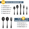LIANYU 36-Piece Black Silverware Set with Serving Utensils, Stainless Steel