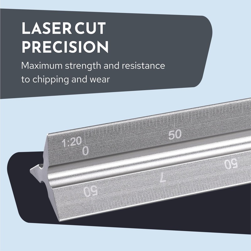 Wintex Triangular Ruler Silver – High Quality Aluminium Ruler 30