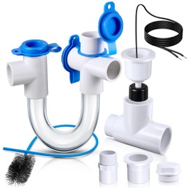 Gulfmew 3/4 Inch Standard Condensate Trap and SS1 Condensate Overflow Float Switch Kit for HVAC Systems, Air Conditioner