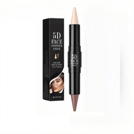 MAEPEOR 2-in-1 Contour Highlighter Stick Non-greasy and Non-drying Contour Pen Long Lasting Waterproof Face Brighten Contouring Makeup Pen (03 Wing Pearl & Mocha)