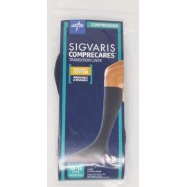Medline COMPRECARES Liner Compression Socks, 10 - 15 mmHG, Black, Large