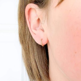 Small Gold Hoop Earrings, 14K Gold Filled, 9mm, 16ga, Hoop Earrings for Women, Gold Hoops Hypoallergenic, Post Huggie Hoop Earrings, Everyday Hoop Earrings (9mm, 14K Gold Filled)