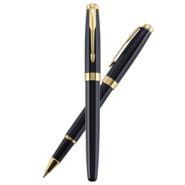 Accod Metal Signature Pen Writing Smooth Black Ink Ballpoint Pen Business Gift Pen with Two 0.5mm Refills Gift Box for Women or Man-Black