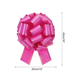 MECCANIXITY 12 Inch Giant Large Pull Bow Big Metallic Car Bows Ribbon with Gold Edge for Wedding Presents Gift Wrapping Christmas, Rose Red