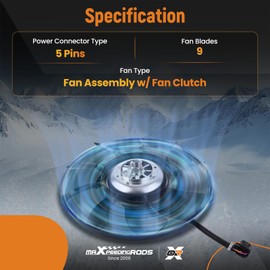 maXpeedingrods Engine Radiator Cooling Fan Assembly w/Fan Clutch for Land Rover LR4 2014-2016 Range Rover Sport 2010-2017, LR012644 LR112860 376758301