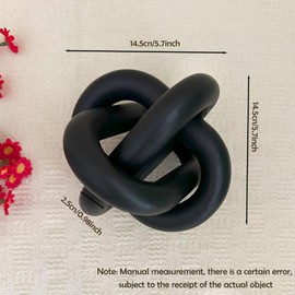 EMINGSKY 3-Link Wood Chain Link Coffee Table Decor,Black Wooden Knot Decor for Coffee Table Farmhouse Decortive for Home Boho Modern Shelf Decortion(Black)