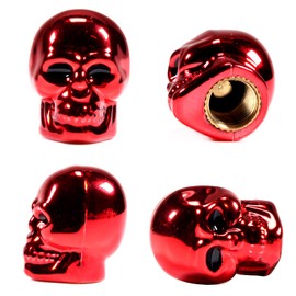 Dsycar - Tapones de válvula de calavera roja con forma de calavera divertida para coches, coches, SUV, bicicletas, camiones, motocicletas (rojo)