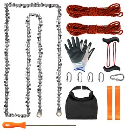 SENSILIN Rope Saw for Tree Limbs, 55 Inch Chain Saw with 70 Sharp Teeth & 46 Feet Ropes Kit, High Limb Pocket Chainsaw