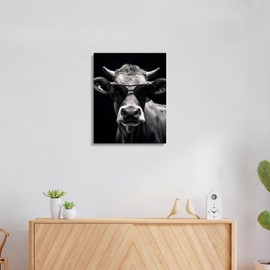 Beyond Your Thoughts Print Canvas Wall Art - Cow Wearing Sunglasses-Home Decor for Kitchen, Dining Room Living Room Bathroom Bedroom (8"x10")