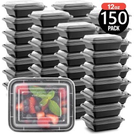 HUJING 150 Pack 12 oz Plastic Food Containers To Go Containers For Fruit/Takeout US
