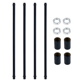 Antrader 1/8 IP Straight Pipe Lamp Stem Extension Rod,11.8"/300mm Length Metal Pipe Accessory Finish Lamp Rod Kit with Couplings(M10),Black,4-Pack