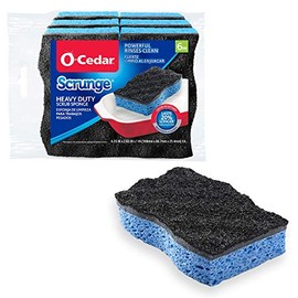 O-Cedar Scrunge Heavy-Duty Scrub Sponge | Odor-Resistant, Multi-Surface Scrubbing Sponge | Lasts 20% Longer Than Regular Sponges,6 Count (Pack of 1)