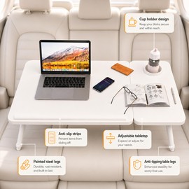 Car Desk for Laptop, Car Seat Table Tray with Cup Holder