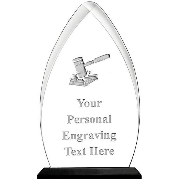 Gavel Acrylic Award Trophy, 6.75" H Custom Gavel Award, Engraving