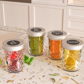 Keketin Wide Mouth Mason Jars 16 oz with Airtight Lids,6 Pack Glass Canning Jar for Preserving,500ml Diamond Glass Jars with Lids for Jam,Fruits Salad,Food Storage,Pickling,Fermenting and Party Favors