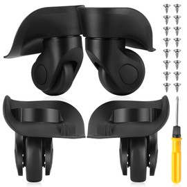 Silkfly 4 Pcs Luggage Wheels Replacement Travel Suitcase Caster Repair Kits with Screw Replacement Left and Right Wheels Mute Bearing Swivel for Luggage(Black,Large)