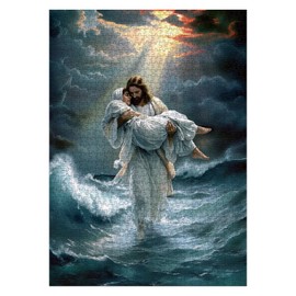 Christian Jesus Puzzles for Adults 1000 Pieces, Religious Bible Walking on Water Jigsaw Puzzle, Art Nature Landscape Faith Catholic Puzzle