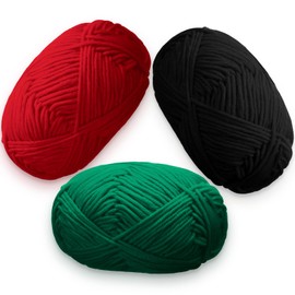 Threlaco 3 Skeins Yarn for Knitting Yarn Milk Cotton Yarn DIY Christmas Crafts Gift Santa African American Party Decoration Kwanzaa Decoration for Black History Month(Red Green Black)