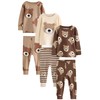 NEXT Snuggle 3 Pack 100% Cotton Pyjamas, Brown/Cream