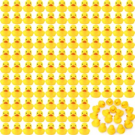 Vinsot 100 Pcs Mini Rubber Ducks Bulk Rubber Duck Bath Toys Squeak Float Bath Toy for Birthday Party Favors Gift Summer Beach Pool Activity Carnival Game(1.77 x 1.77 x 1.57 Inch)