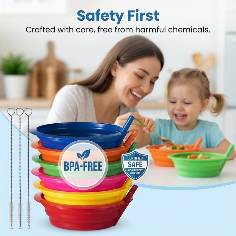 JoyServe Cereal Bowls with Straws for Kids (Set of 18-20-Ounce)