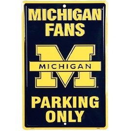 Michigan Wolverines Navy Blue Metal Fans Parking Only Sign
