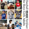 KACAPAO Baseball Necklace for Boys Men Bling Baseball Cross Necklace