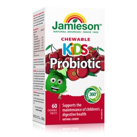 Jamieson Jamieson Chewable Probiotic for Kids 5 Billion CFU, Digestive and Intestinal Health, Supports Healthy Gut Flora. Non-GMO, No Artificial Colours, Flavours, or Preservatives, 60 Count