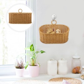 Kichvoe Woven Wicker Baskets Wall Hanging Basket With Small Handle Hanging Wall Vegetable Fruit Baskets
