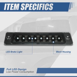 Auto Dynasty OEM Spoiler Model LED Rear Third Brake Light High Mount Stop Lamp Compatible with Ford Mustang LX Hatchback 87-93, Black Housing Clear Lens